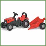 01 241 1 Rolly Kid Case Tractor with Roll Bar & Trailer