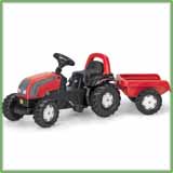 01 252 7 Rolly Kid Valtra Tractor with Roll Bar & Trailer