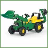 81 107 6  Junior John Deere Tractor w frontloader & rear excavator