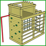 Base Climber with Fort Top plus overhead Monkey Bar and Firepole